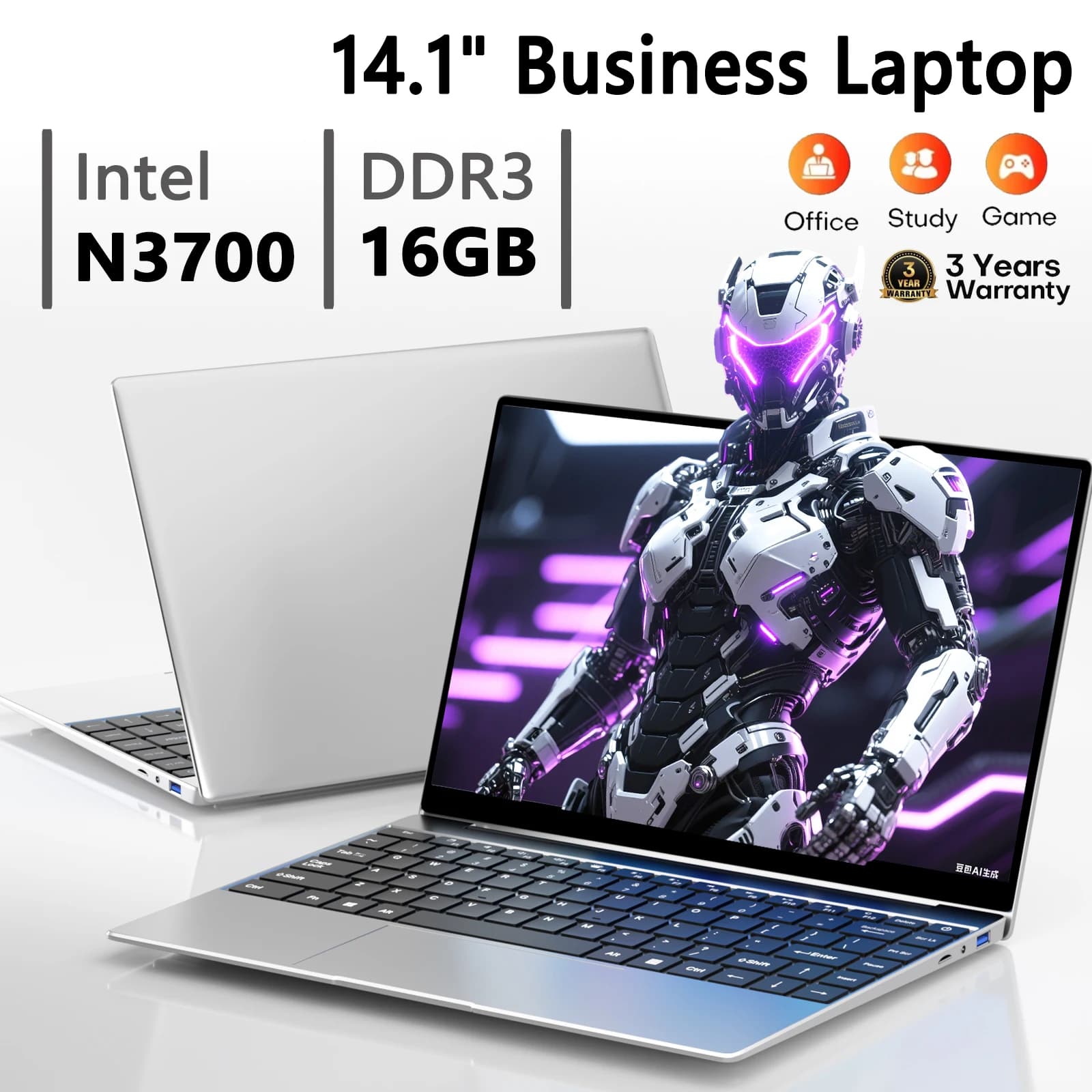 LENO Intel Pentium N3700 Laptop Windows 11 14.1" Computer 16GB RAM 512GB SSD Notebook PC Portable Laptops Office Study