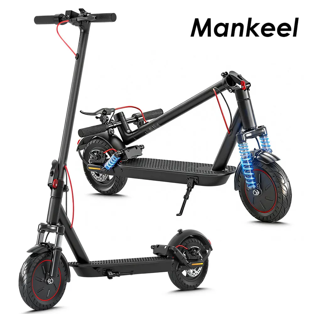 Adult Portable Electric Scooter 500W With Front & Rear Dual Shock Absorption Battery 10'' Foldable Wheels Lightweight Commuter