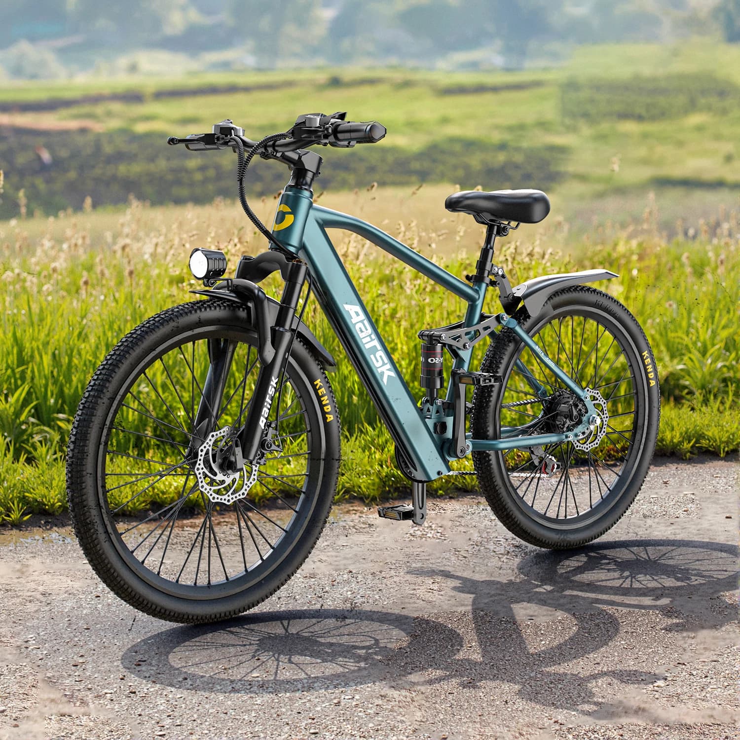 Aairsk GT900 full-suspension electric bike, 21 speeds, 36V 13AH battery, with NFC smart lock, range of 40 to 60 km, mountain bike for adults, 250W engine, maximum speed 25 km/h.