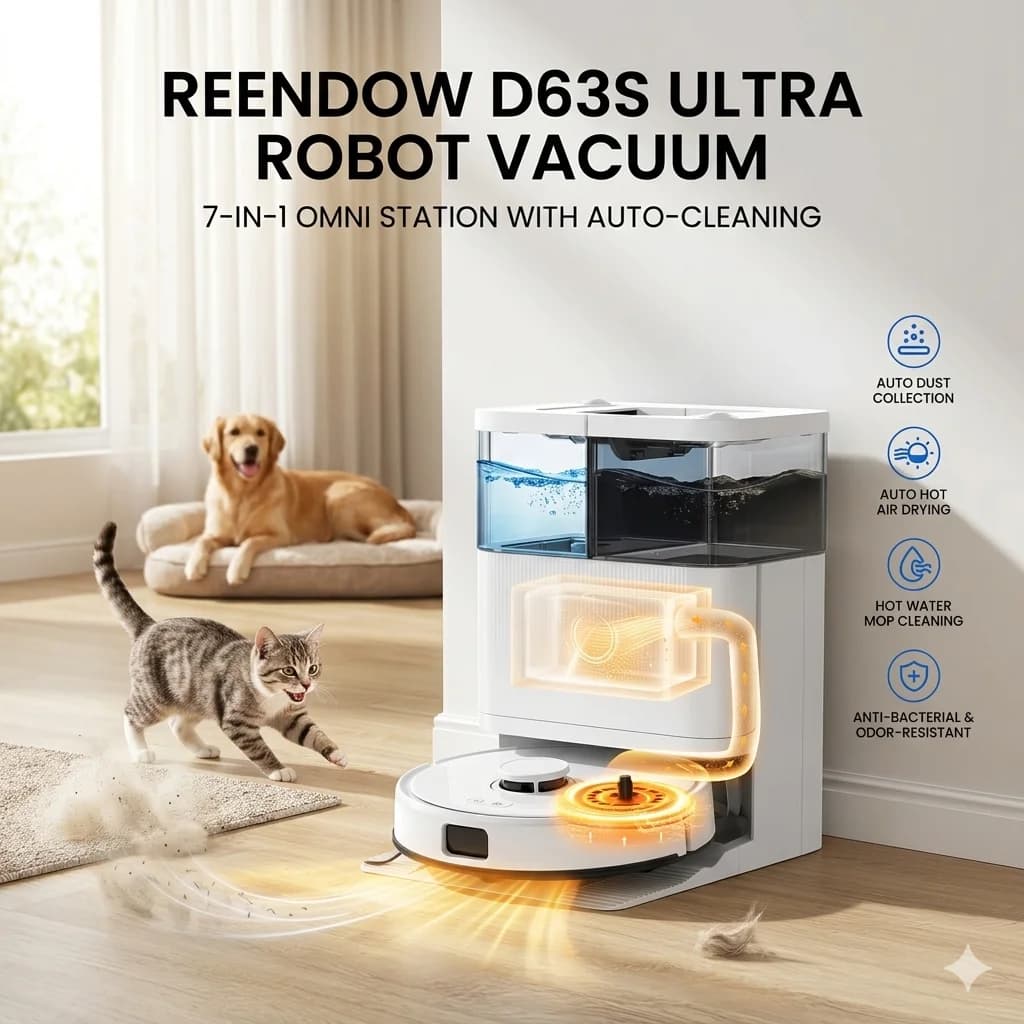 Robot Vacuum and Mop, 10KPa Super Suction, Edge Cleaning, Auto Mop Wash & Dry, Self-Emptying 160 Min Runtime