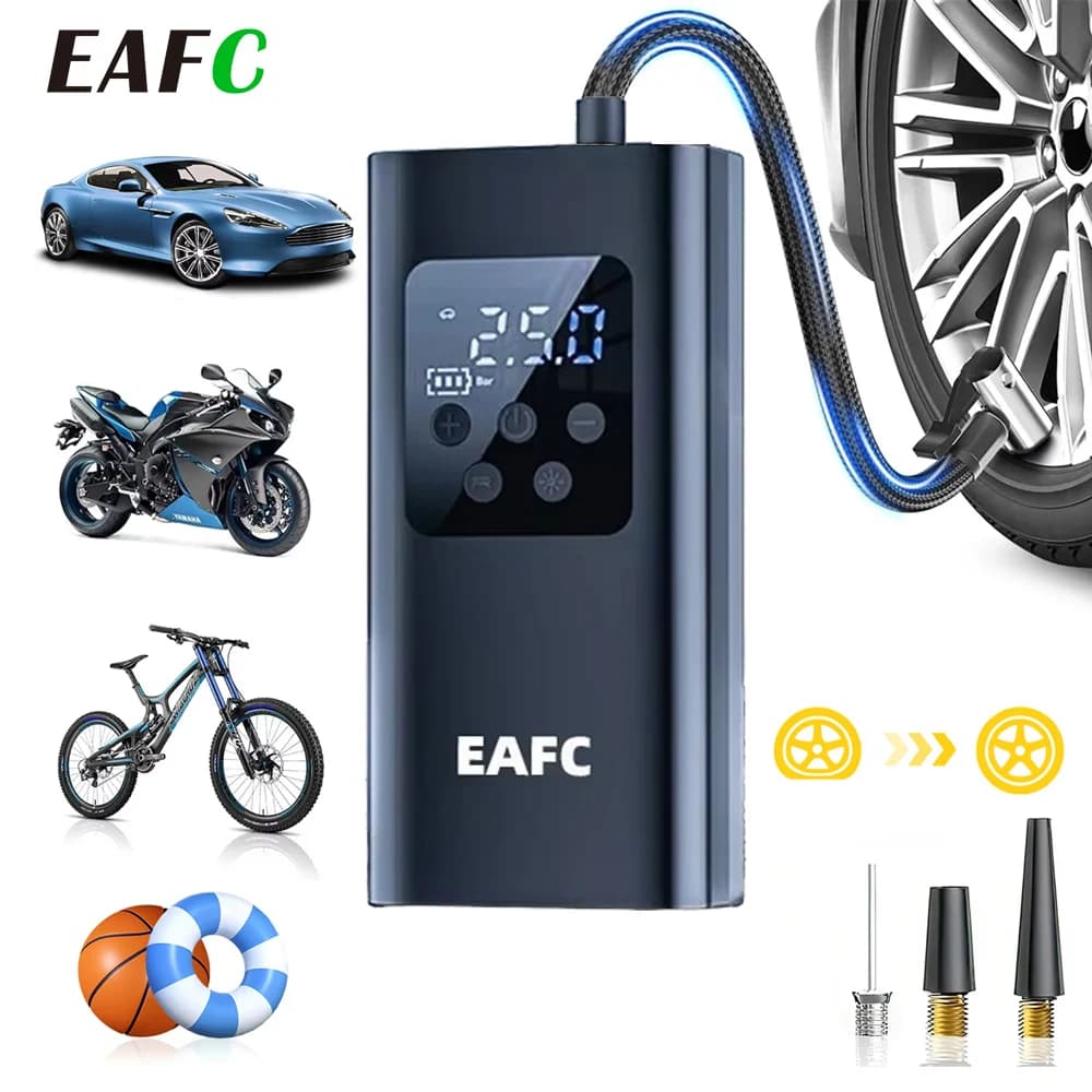 Wireless Car Air Pump 150PSI Electric Tire Inflator Portable Air Compressor for Motorcycle Bike Car Tires and Balls