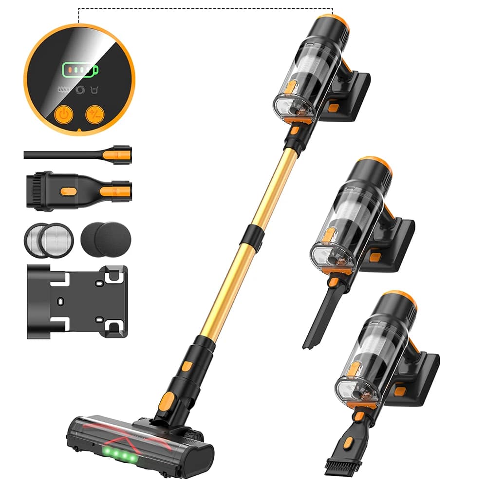 Blossom DSV112A 550W Cordless Vacuum Cleaner, 45000Pa Powerful Suction, 55 Mins Runtime, Touchscreen Stick Vacuum for Pet Hair & Carpet