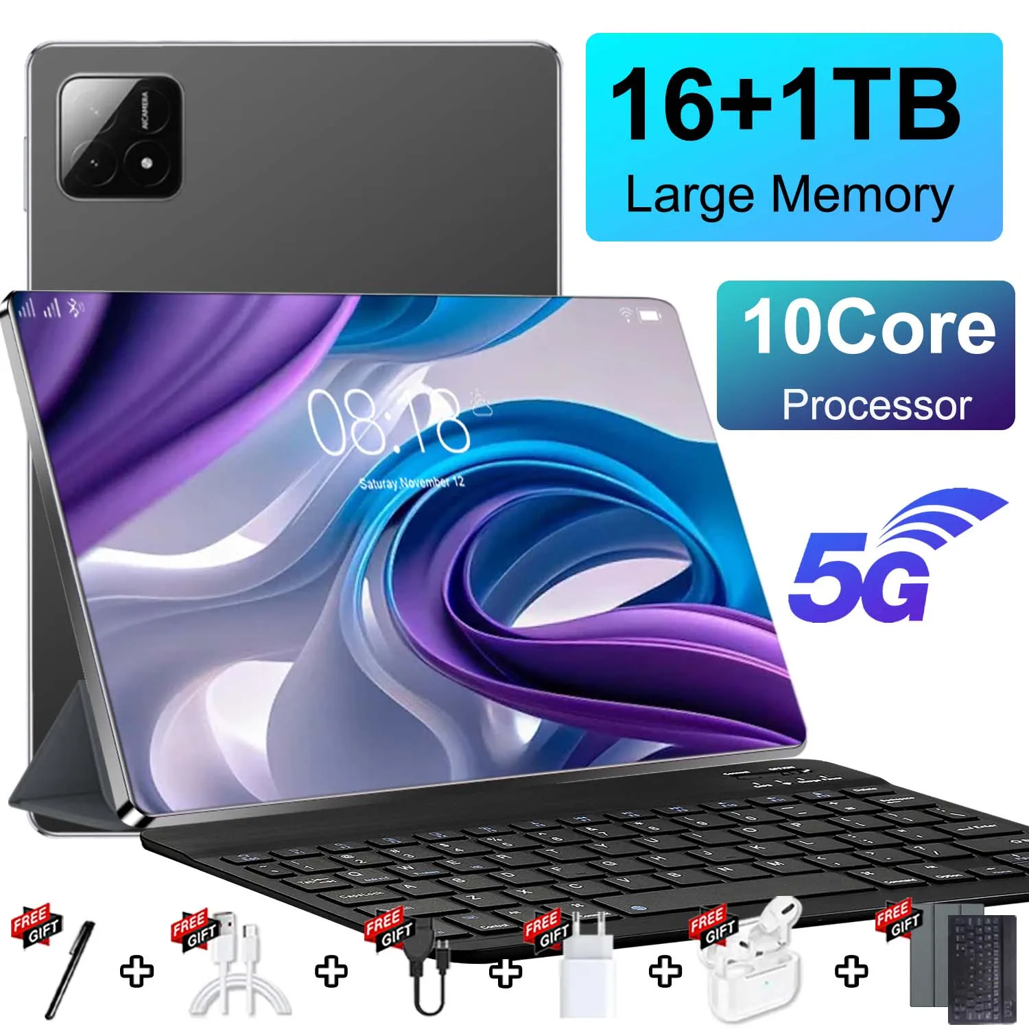 5G WiFi Connectable Tablet 10.36 Inch 10 Core Android 13 16GB+1TB 20000mAh Battery 16MP And 32MP Camera