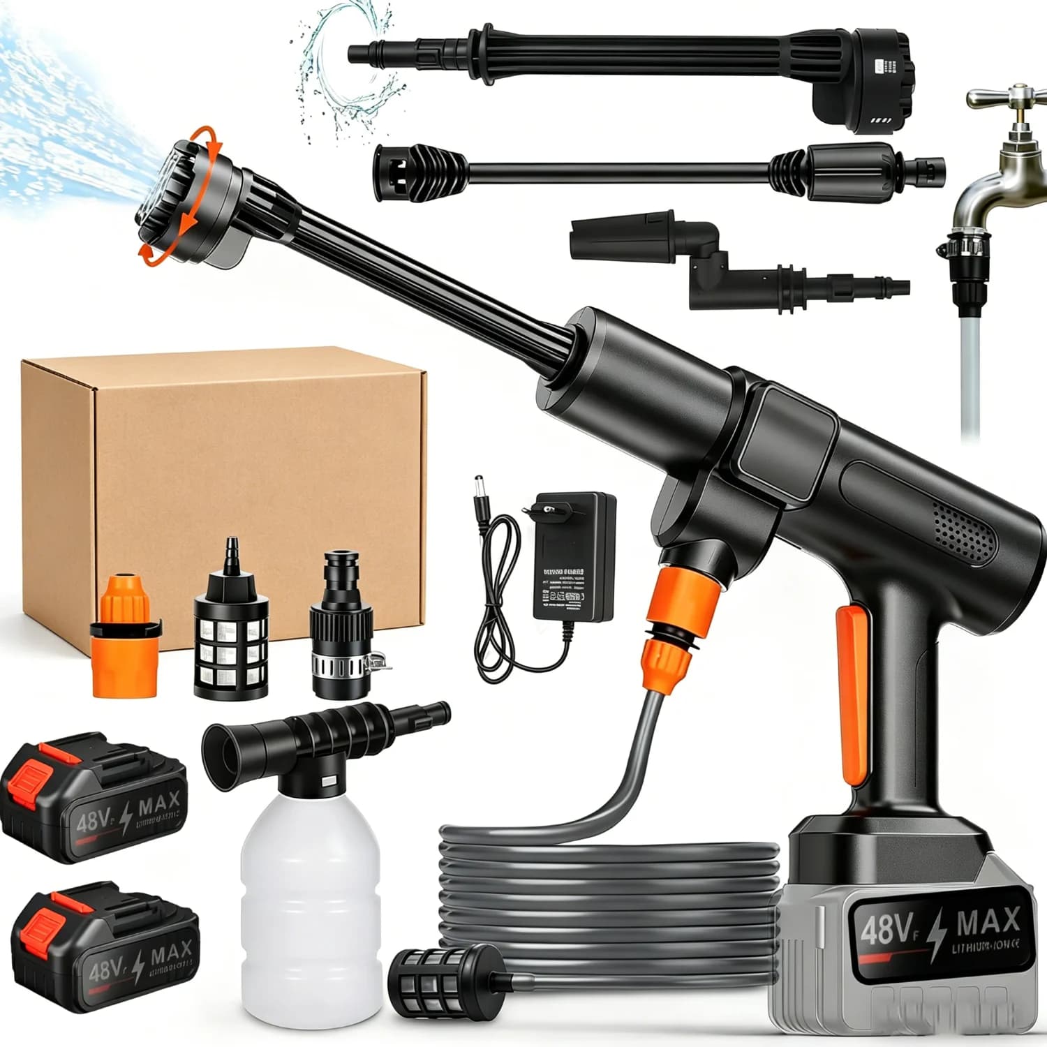 50Bar 1500W High Pressure Washer Spray Water Gun Cordless Power Car Wash Pressure Water Cleaning Machine for Makita 18V Battery