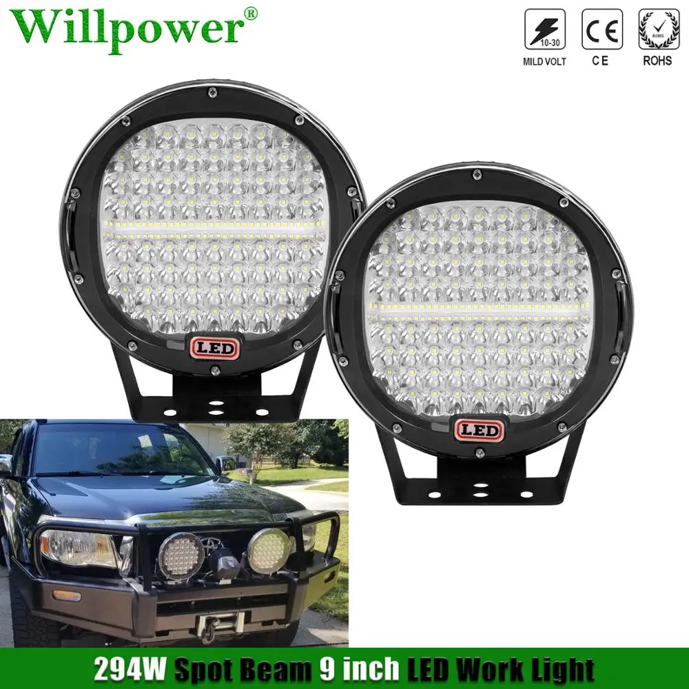 Offroad 4WD Bumper 294W 9" Round Spotlight Headlight For Jeep Wrangler Chevy SUV 4X4 Truck Pickup LED Fog Light Driving Lamp