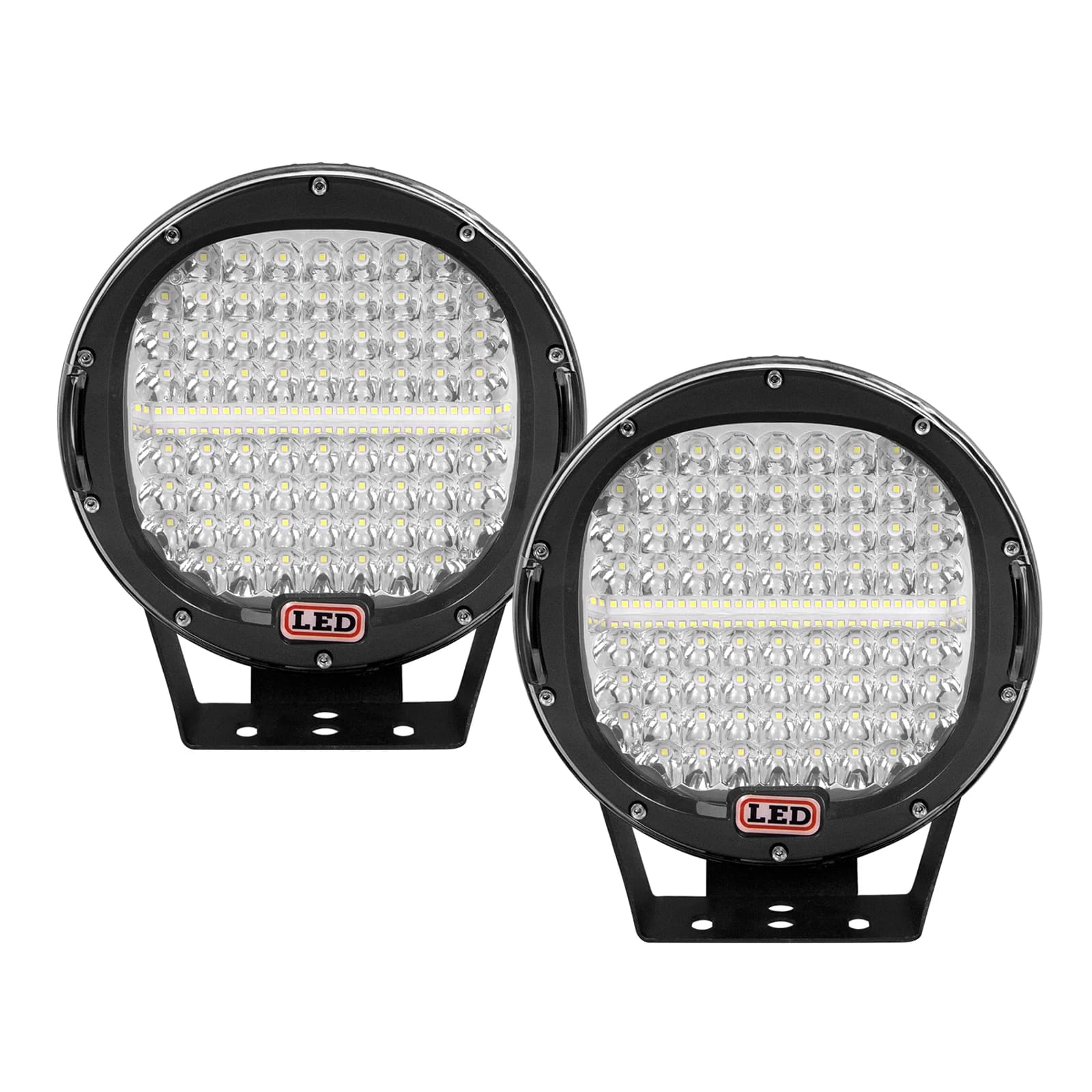 2pcs Offroad Car Bullbar 294W 9" Round Spotlight Red Headlight For Jeep Wrangler JK SUV 4X4 Truck Pickup LED Fog Light Work Lamp