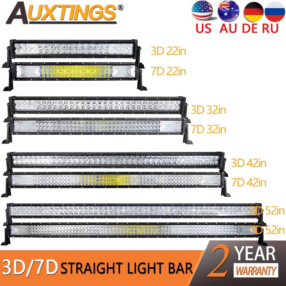 Auxtings 22" 32" 42" 52"inch Led Light Bar Work Light 3D/7D led bar 4x4 Truck ATV Car Offroad Driving Straight Light Bar