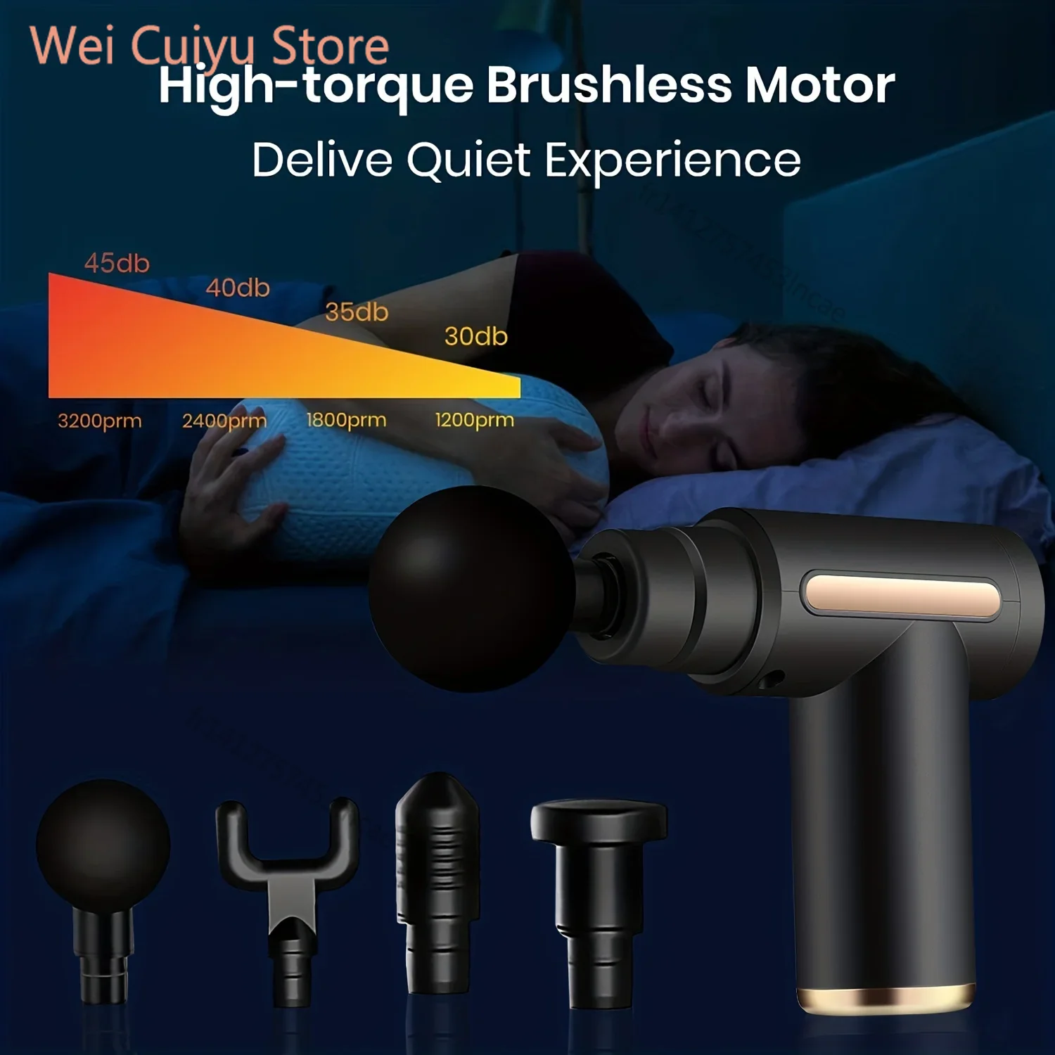 Electric Percussion Massage Gun, Handheld Fascial Massager LED Touch Control Screen, Equipped with 4 Different Massage Heads, Powerful Deep Muscle Relaxation Device, Compact Portable Design for Sports Enthusiasts, Office Workers and Daily Body Relief Use
