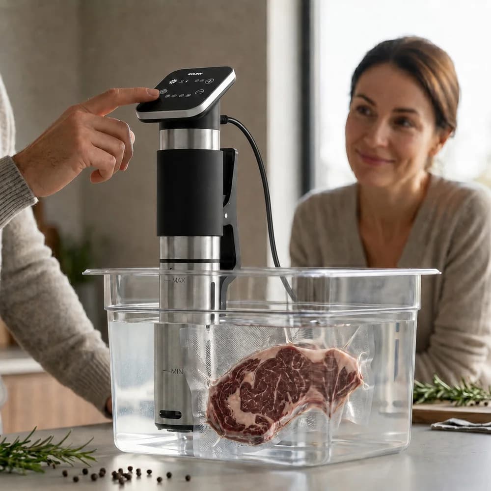 ROUNY Tender 1 Sous Vide Cooker, 1300W IPX7 Waterproof Immersion Circulator with Touch Control and Timer for Steak& Home Cooking