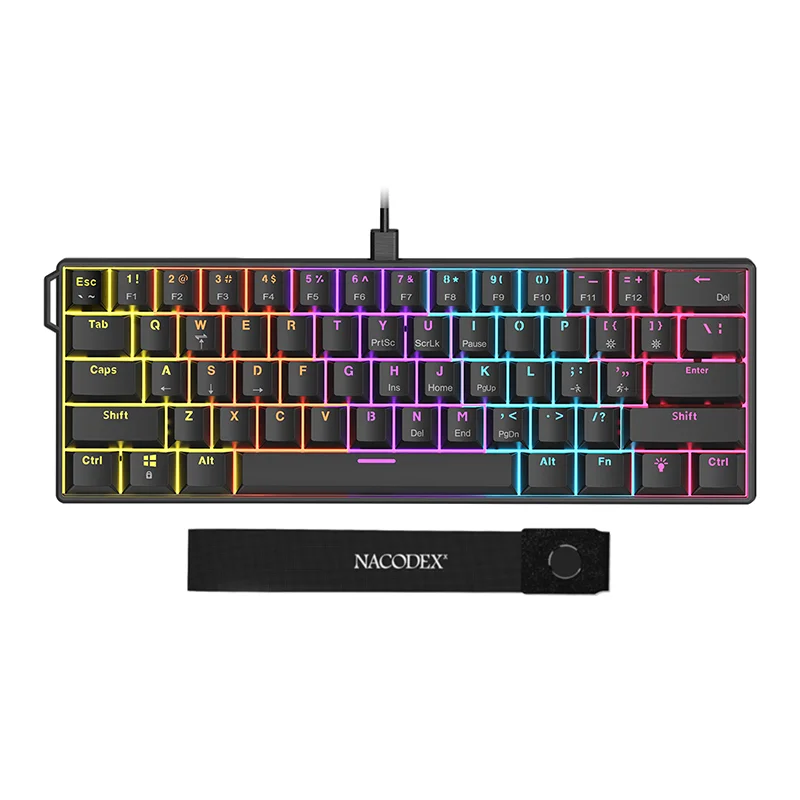 AJAZZ NK61 Wired Mechanical Gaming Keyboard with red switch and 61 keys, plug and play DIY suitable for gaming and office use