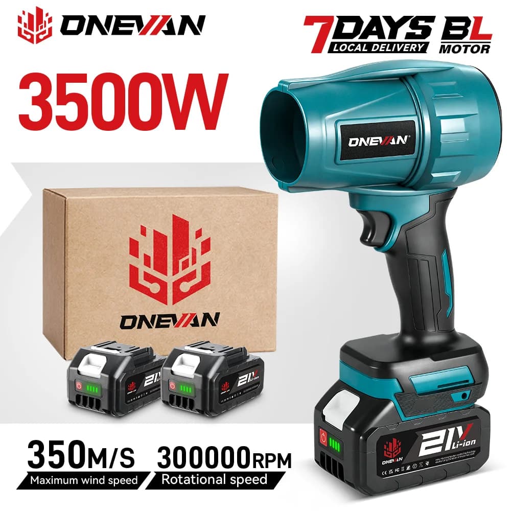 ONEVAN 3500W 350M/S Brushless Electric Turbo Fan Cordless Leaf Air Blowers Snow Dust Blowing Power Tool For Makita Battery Pin