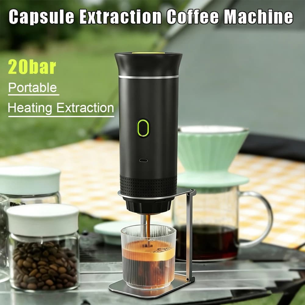 3-in-1 Electric Capsule Coffee Machine Wireless Heating Extraction Coffee Capsule&Powder Espresso Maker for Car Home Camping