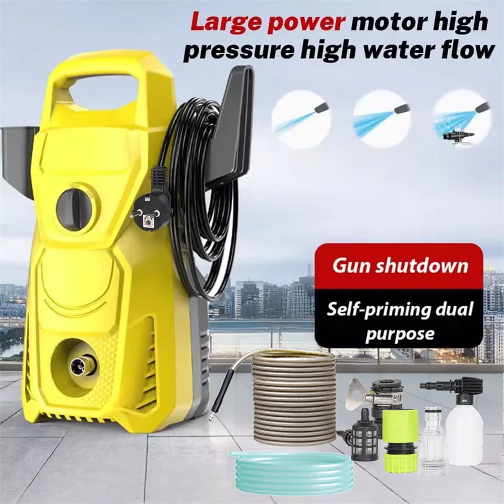 1500W High Pressure Car Washer Spray Water Gun Garden Washing Machine 135Bar Handheld Cleaner with 10m Pipe, for Car, Home And Garden