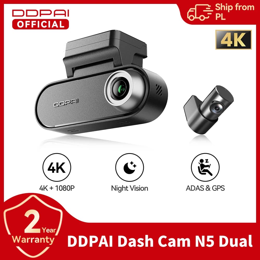 DDPAI Dash Cam N5 Dual Front and Rear 4K Ultra HD Resolution Dash Camera NightVIS ADAS GPS Auto record