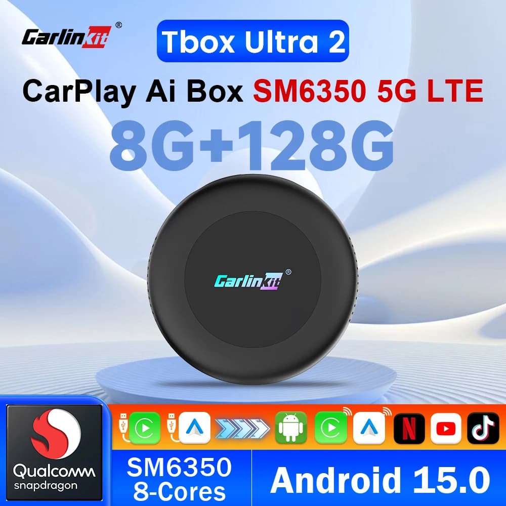 CarlinKit CarPlay Ai Box Android 15 Ultra2 SM6350 8GB+128GB Smart Android TV Box Wireless CarPlay Android Auto GPS For OEM Cars