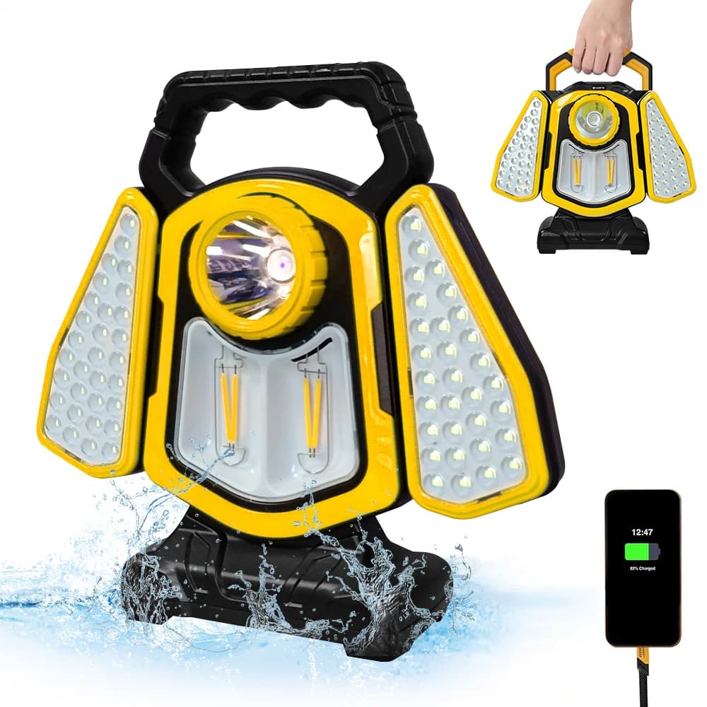 Solar Portable Camping Lamp 5 Lighting Modes LED Work Light Outdoor USB Rechargeable for Work Repair Emergency Power Failure