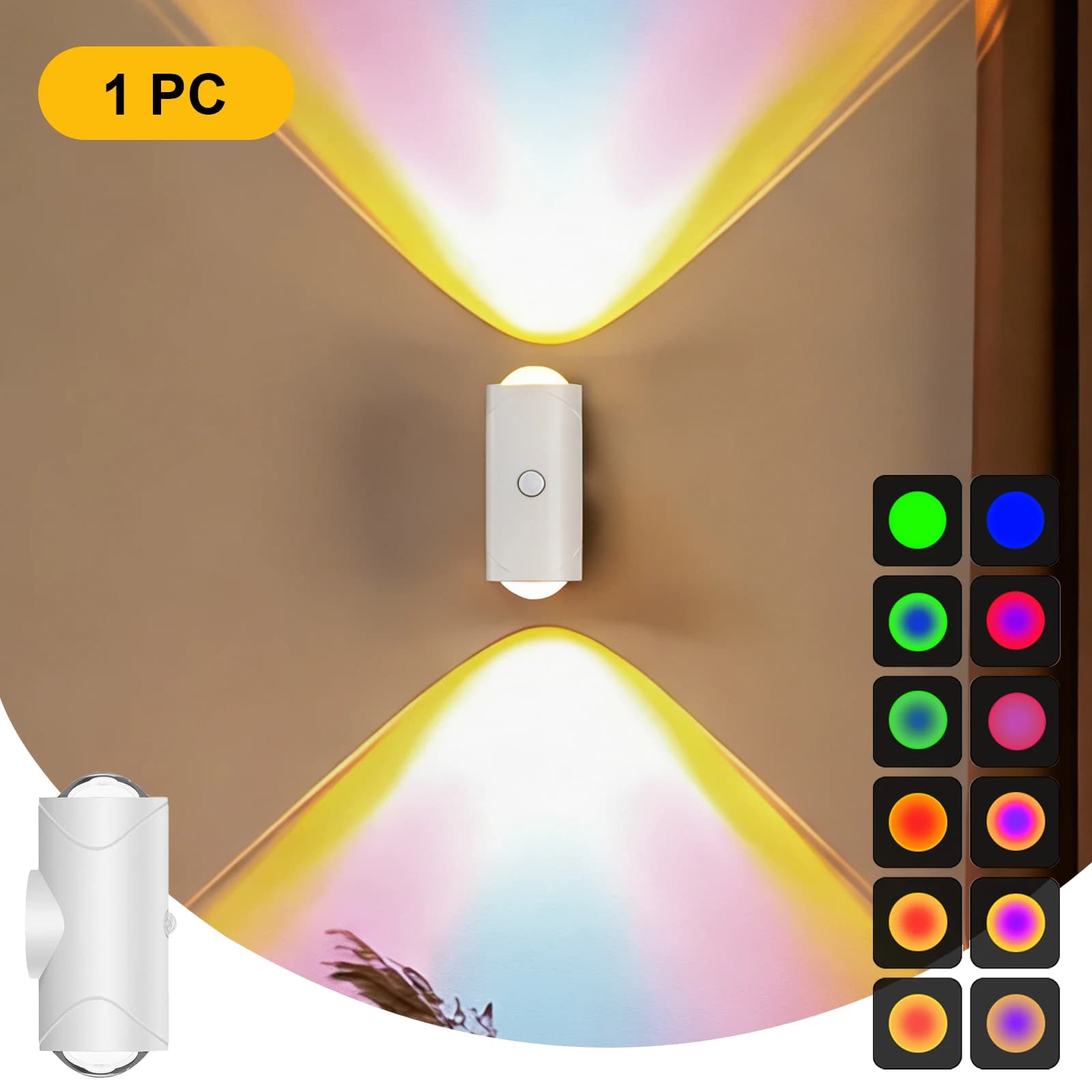 Aiopp Smart Sensor Night Light Indoor, 8 Lighting Modes Rechargeable Wireless Magnetic Wall Lamp for Apartment Hallway Bedroom