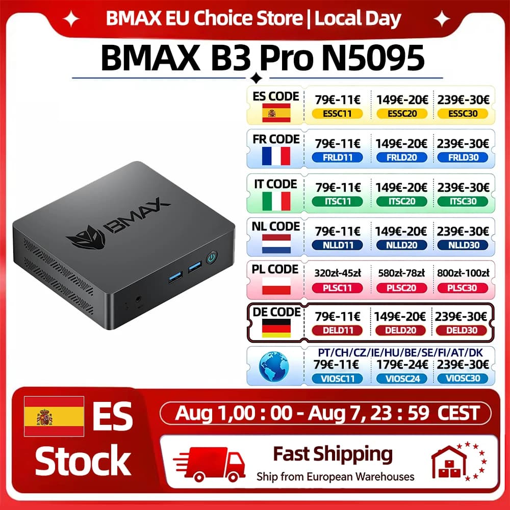 BMAX Windows 11 PC Intel N5095 8GB RAM 256GB SSD HDMI USB Wi-Fi Supports 4K@60Hz Intel HD Graphics mini pc