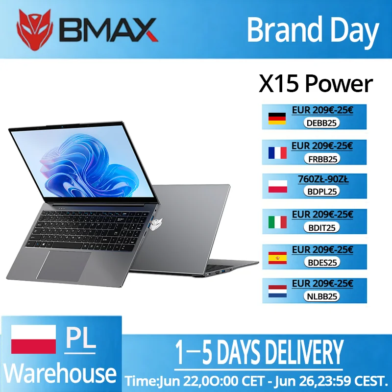 BMAX X15 Power: Intel Core i3-8109U with Intel Iris Plus Graphics 655, featuring 16GB of RAM, a 512GB SSD, and the Windows 11 operating system.