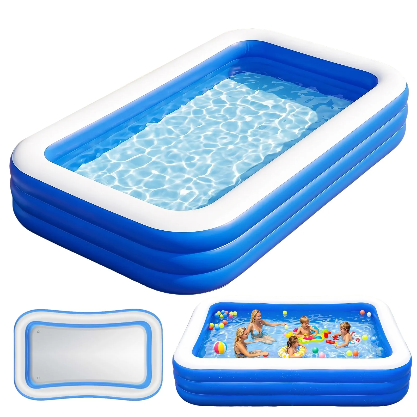 Outdoor Inflatable Paddling Pool Foldable Swimming Pools Removable Garden Backyard Paddling Pool for Family Summer Water Parties