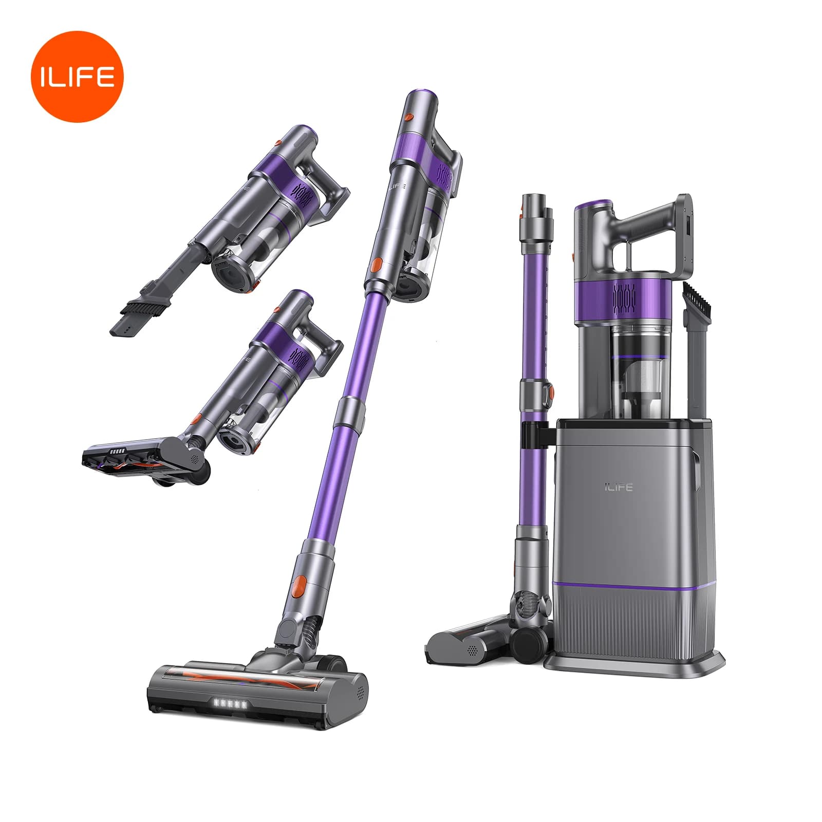 ILIFE H90 Pro New Handheld Vacuum with Dust Collection & Charging Station 2-in-1, Strong Suction Low Noise, Perfect for Pet Hair
