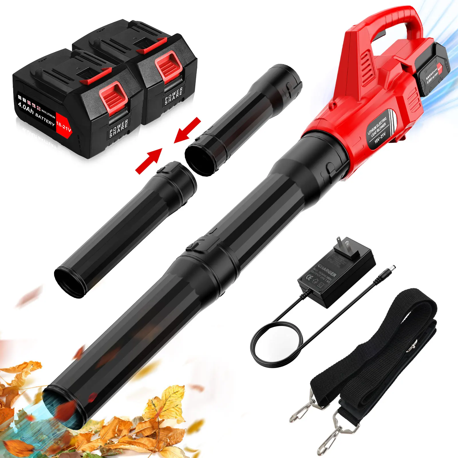 580CFM Cordless Leaf Blower,21V Electric Leaf Blower with 2 Battery & Charger,Electric Power Handheld Blower for Lawn Care,Yard, Garden, Patio & Outdoor