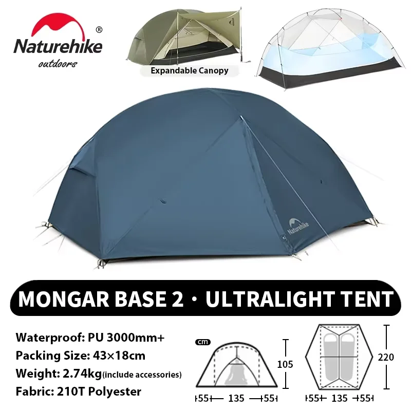 Naturehike Mongar Pro UL Camping Tent 20D Nylon 1 2 3 People Tourist Hiking Rainproof outdoor mountain climbing Sun Shelter