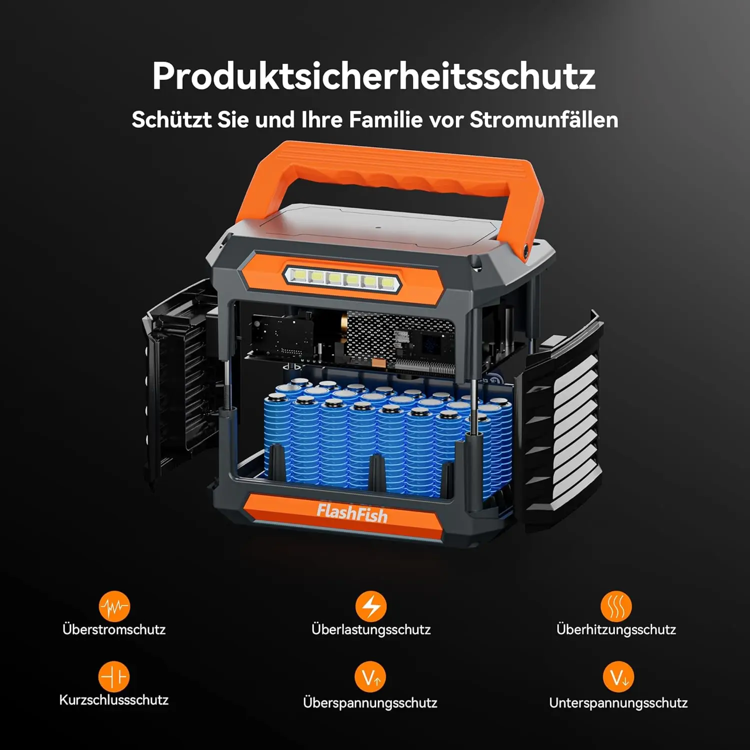 FF FlashFish P66A 200W 144.3 Wh Portable Power Station, Solar Generator With 230V Power Generator Battery, LED Lights