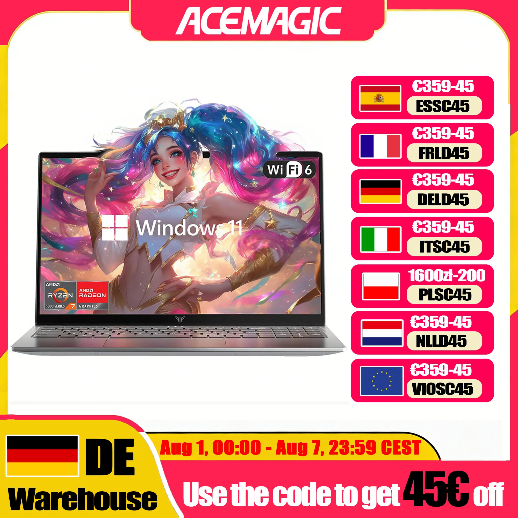 ACEMAGIC LX15PRO Laptop Computer AMD Ryzen 7 7730U Windows Laptop 15.6-in IPS 16GB DDR4 512GB NVMe SSD Numeric Keyboard