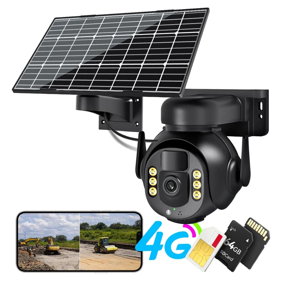 8MP 4K Solar Powered 4G Camera Outdoor High-Definition 5X Zoom Pan Tilt Camera With Solar Panel Battery PIR Human Body Sensing