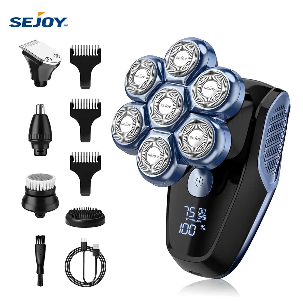Sejoy  7D Magnetic Floating Electric Shaver for Bald Men Wet/Dry Head Razor Hair Trimmer Multifunctional USB Rechargeable