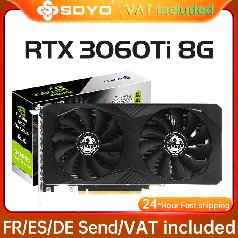 SOYO New Gaming Graphics Cards NVIDIA GeForce RTX 3060Ti 8GB GDDR6 256 Bit Desktop GPU Video Card Computer components