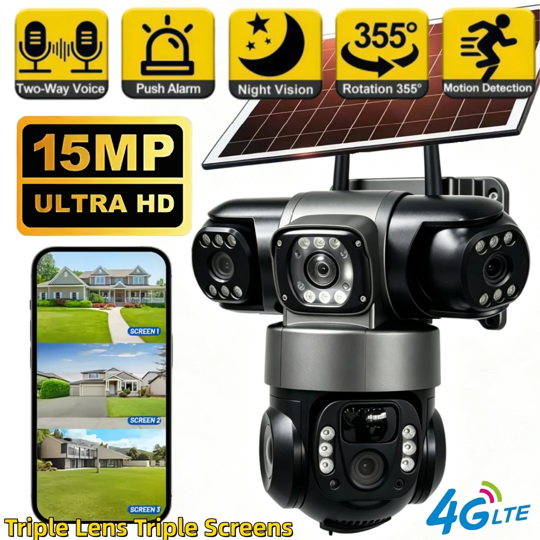 V380 Pro 4G SIM Solar Camera 15MP 8K with 3 lenses Outdoor CCTV Waterproof Night Vision Two-way Intercom V380 PRO Mobile Camera IP Camera Multiple Installation Methods This WiFi camera supports side mounting and ceiling mounting.