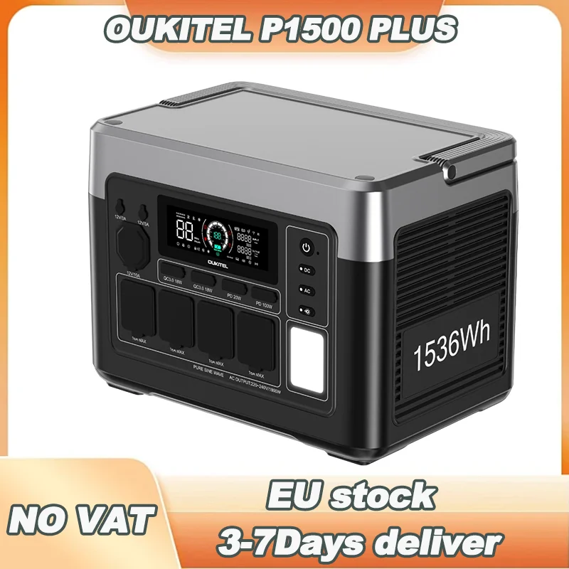 OUKITEL P1500 PLUS Portable Power Station 1800W Solar Generator 1536Wh Lifepo4 Battery Home Backup Outdoor Camping Mobile power