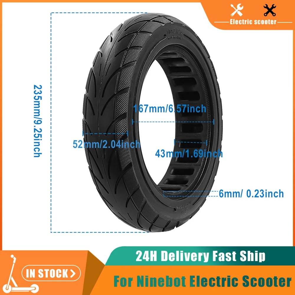 10 Inch 10x2.125 Rubber Solid Tire For Ninebot Segway F20 F25 F30 F40 Electric Scooter  Tubeless Thickened Explosion Proof Tyre