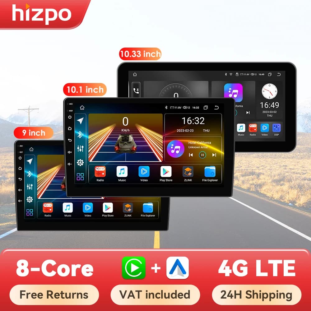 Hizpo 2 Din Android Car Radio Carplay 9 10.1 10.33 Inch Universal Multimedia Video Player Stereo Radio GPS For Nissan Hyundai VW