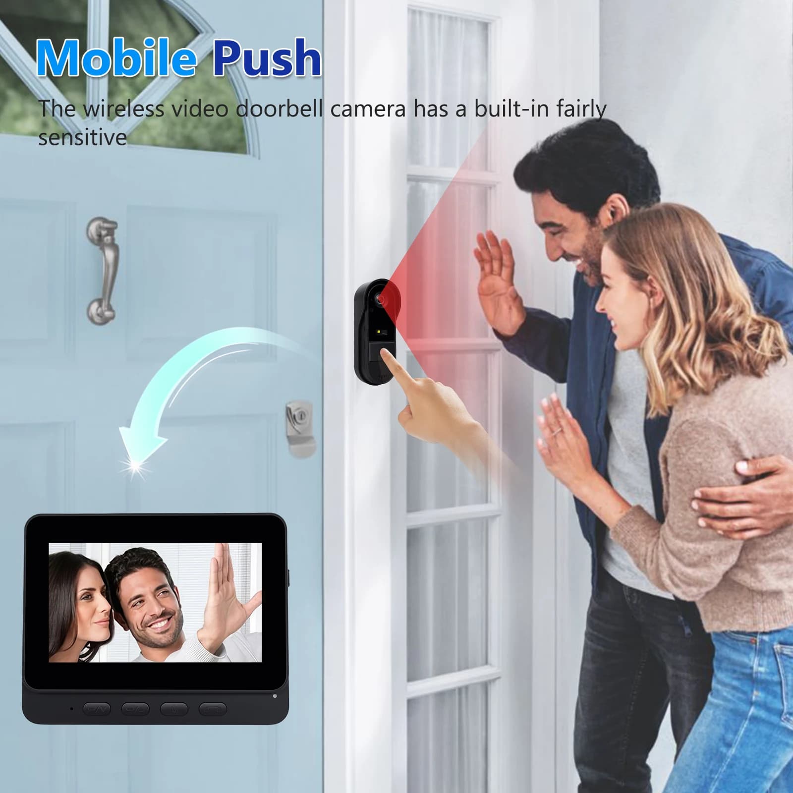Podofo 4.3in Two-way Intercom Doorbell with 64G Card HD Night Vision lPS Screen Waterproof Visual Doorbell Home Security Video