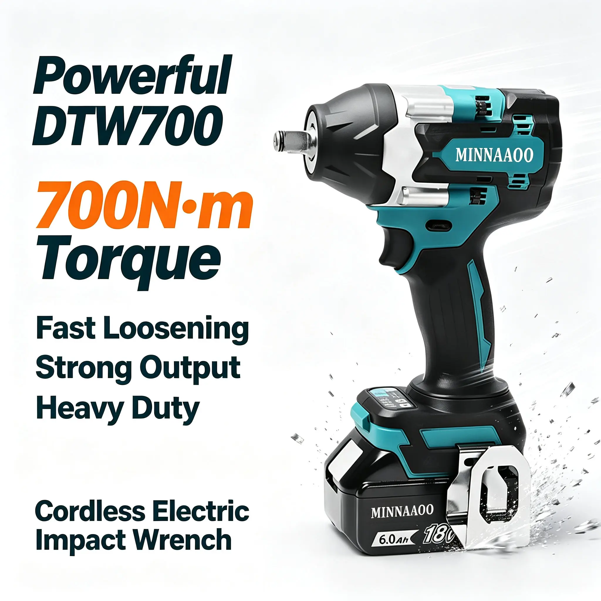 18V Auto Stop Brushless Cordless Wrench For Makita DTW700 1000Nm High Torque Variable Speed Efficient Electric Power Tool With 18V 6Ah Battery