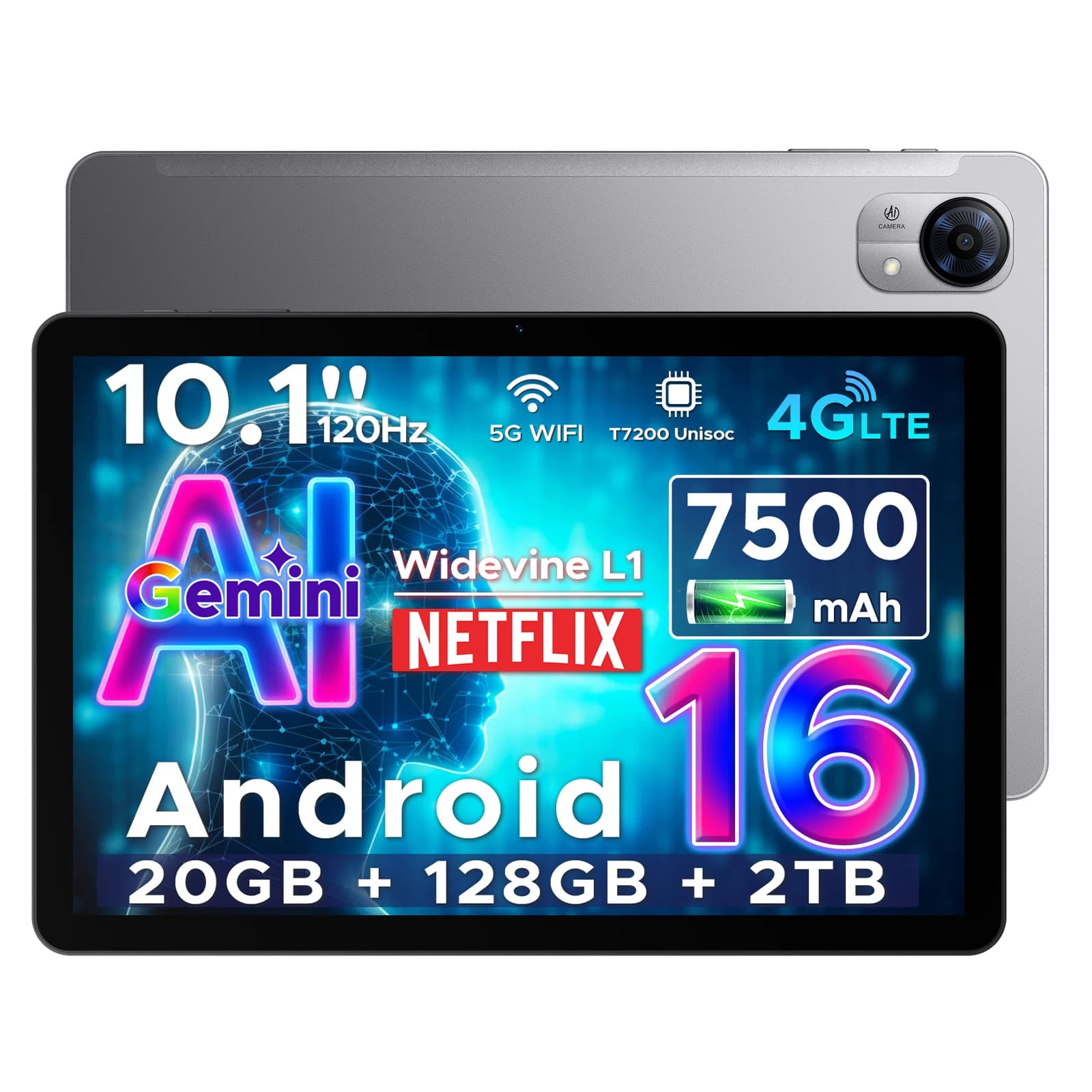 DOOGEE Tab G5 Android 16 Tablet PC 10.1 inch 7500mAh Battery 20GB RAM (3+17) 128GB ROM Widevine L1 Support  4G LTE Tablet Pad PC
