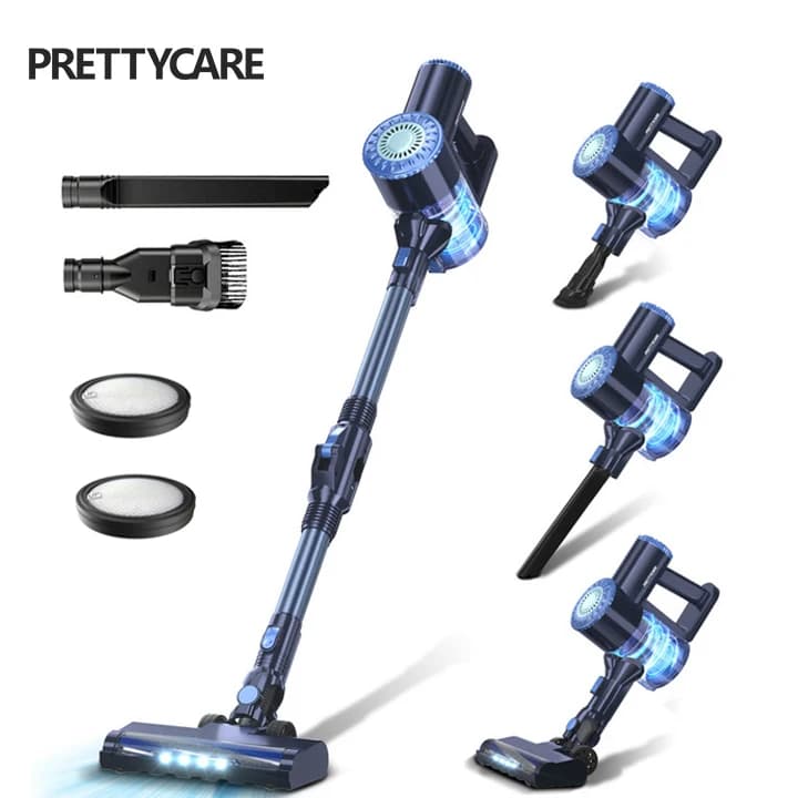 PrettyCare W400 Handheld Cordless Wireless Vacuum Cleaner, Lightweight Stick Vacuum Home Self-Standing with 25Kpa 180° Bendable