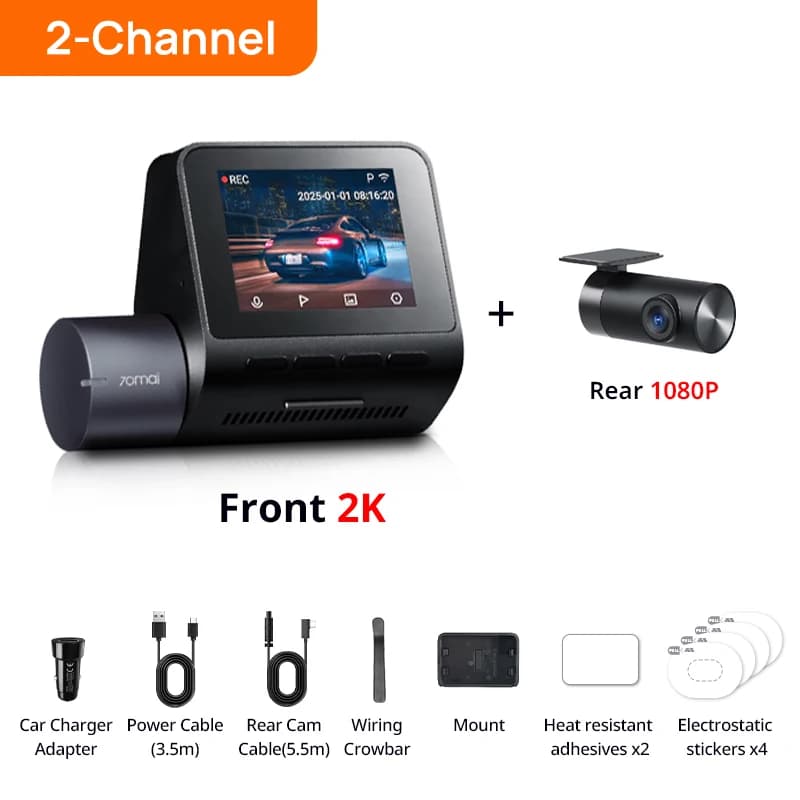 New 70mai Dash Cam A410 1440P 2.5K Image F1.55 Dual-Channel Supported GPS Night Vision 24H Parking Upgraded Ver. of 70mai A400