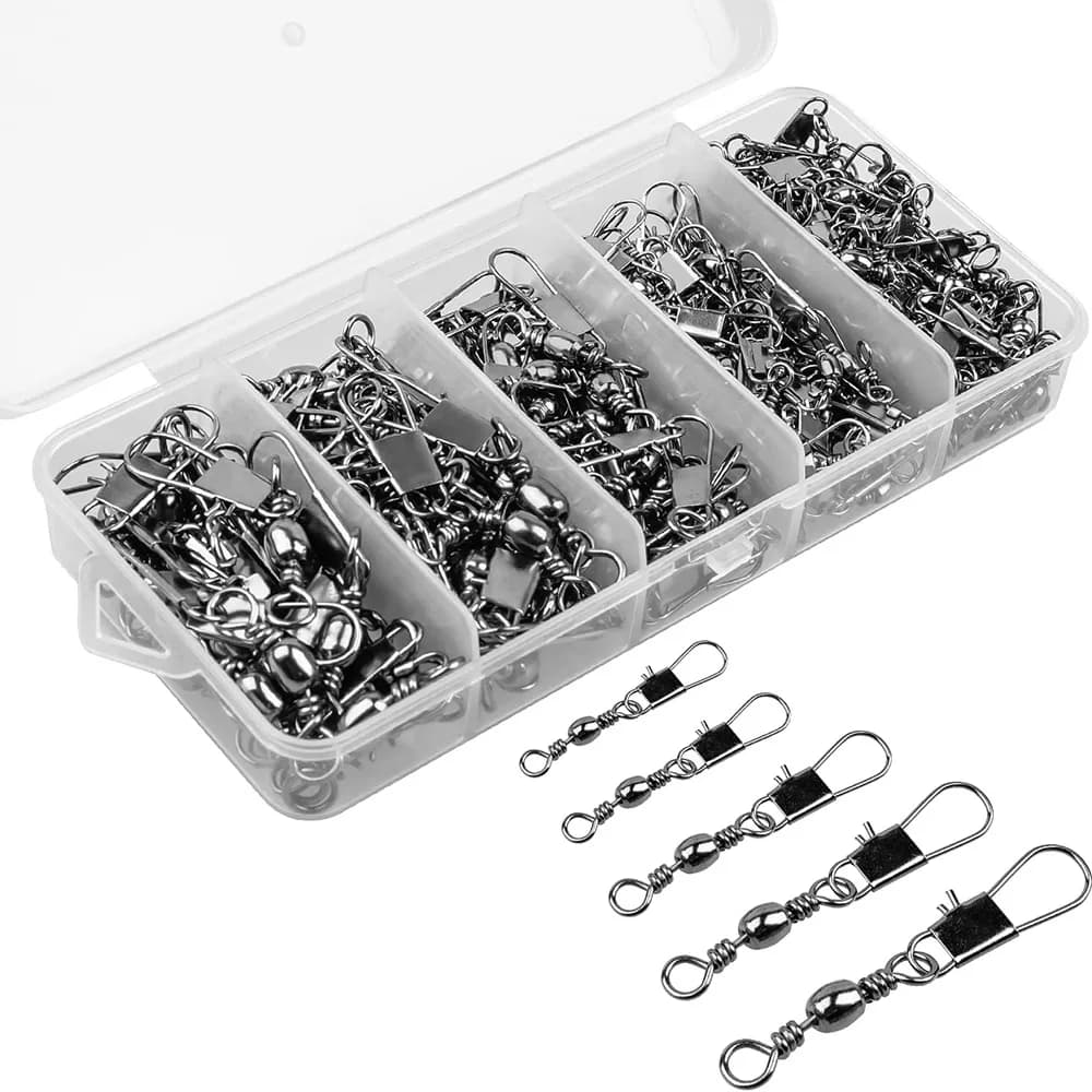 100pcs/box Swivel Snap Connector Pin Rolling Ring Fishing Equipment Box Buckle Lock Kit Wire Rotate Bearing 50-100pcs Tackle