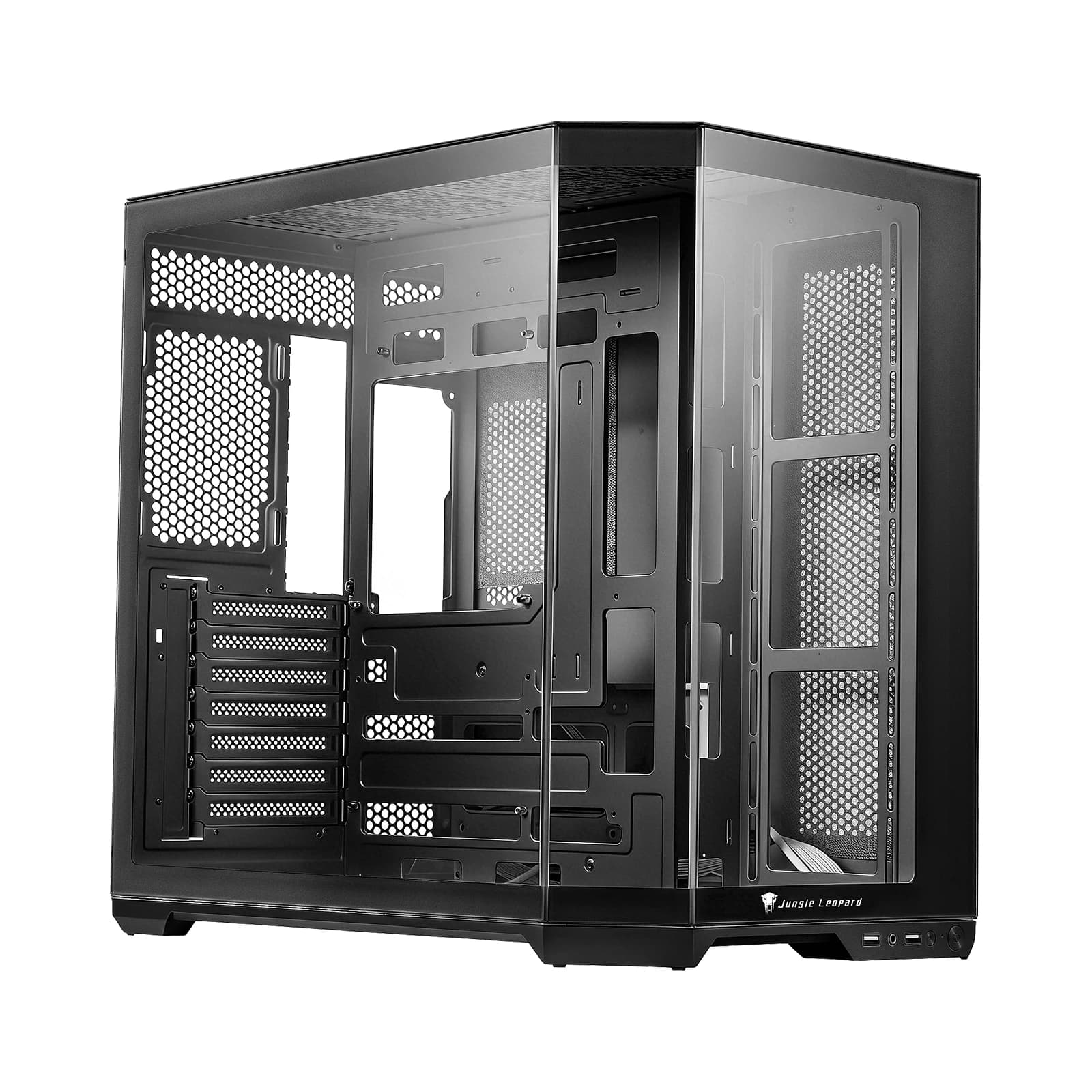 AS-01 Desktop Computer ATX Case, Double-Sided Glass E-Sports Game Case Shell, Atmospheric Flow Game Computer Case, For ITX MATX EATX Motherboard, With 2 3.5-Inch Hard Drive Slots And 3 2.5-Inch Hard Drive Slots