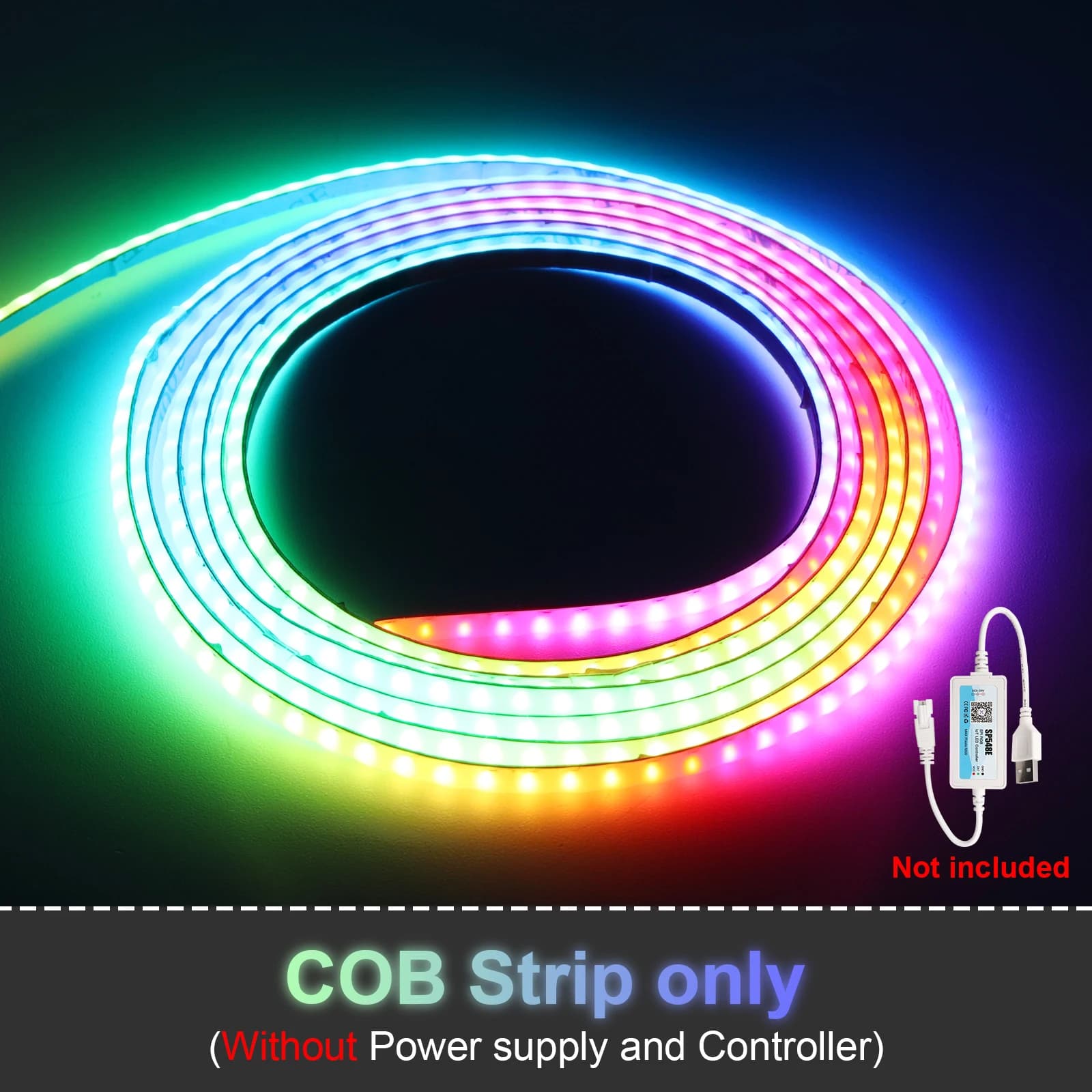 3mm Super Thin 5V WS2812B Addressable COB LED Strip RGBIC Individual Pixel Control RGB Flexible LED Strip High Density Dream Color LED Tape