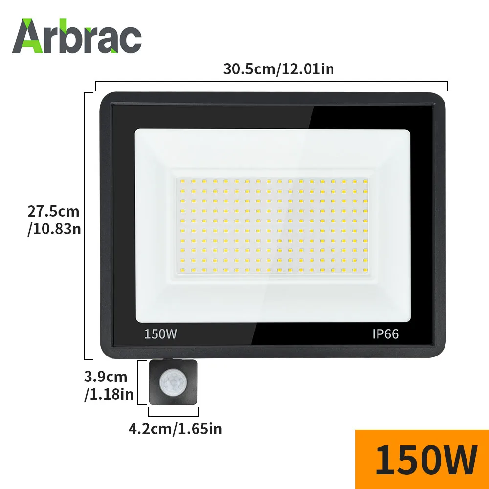 Outdoor Floodlight PIR Motion Sensor Light 200W 50W 20W Warm light Cold light Spotlight Waterproof Projector For Garden Hotel