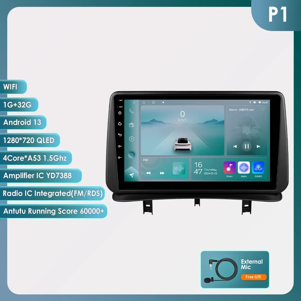 Hizpo 9 inch Carplay 4G AI Systems Android 15 Car Radio For Renault CLIO 3 2005-2014 Multimedia Video Player GPS 2din Autoradio 9 Inch Car Intelligent Screen QLED Display Automotive Head Unit Navigation 5G WIFI DSP Split ADAS USB DVR SWC FM AM RDS Camera