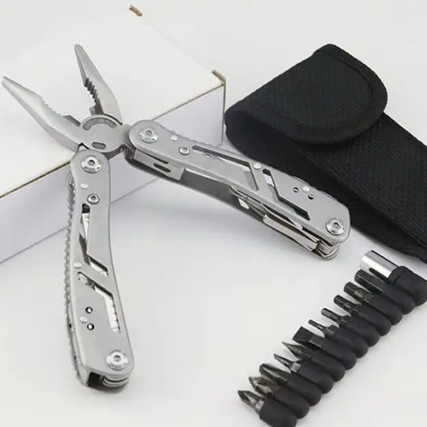 Compact Multi-Function Pliers Tool, Portable Hand Tool with Screwdriver, Opener, Wrench and Storage Pouch for Home Repair and Daily Maintenance