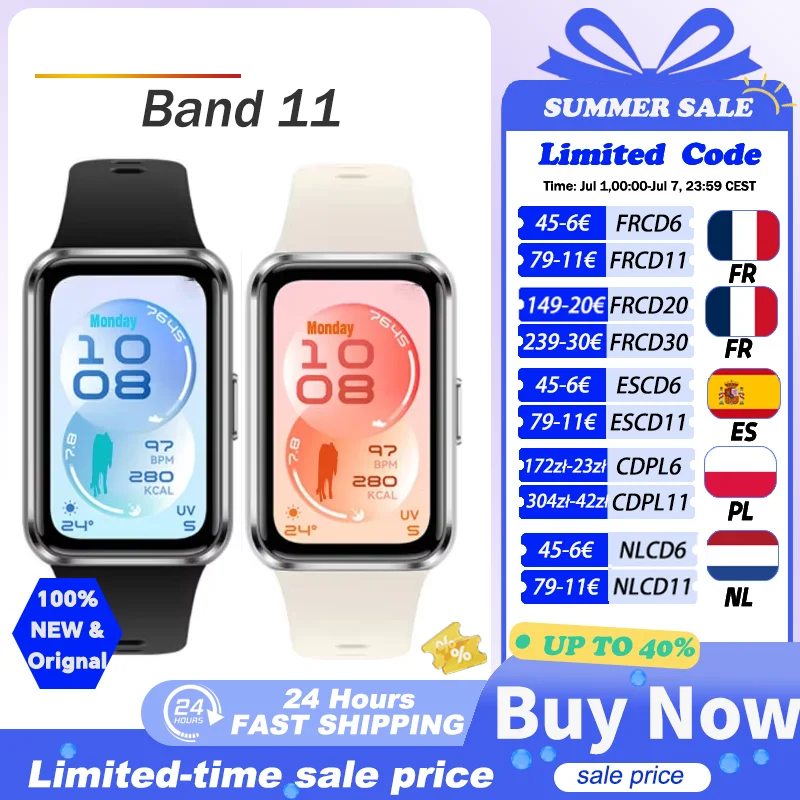 Huawei Band 11 Smartwatch 1.62 inch AMOLED 5ATM Heart Rate SpO₂ Bluetooth 6.0 Android and iOS