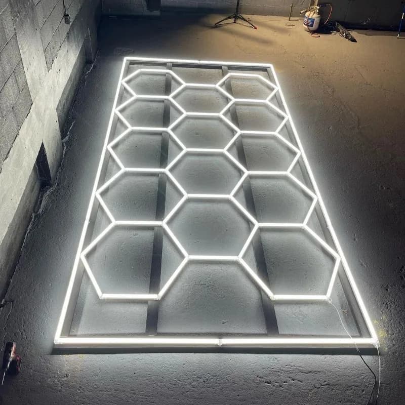 Hexagon Garage Lights Car Ceiling Lights Super Bright 6500K Honeycomb LED Light DIY LED Tube Car Detailing Showroom 4S Workshop Barber Ceiling Lighting Studio Home Gym Lighting