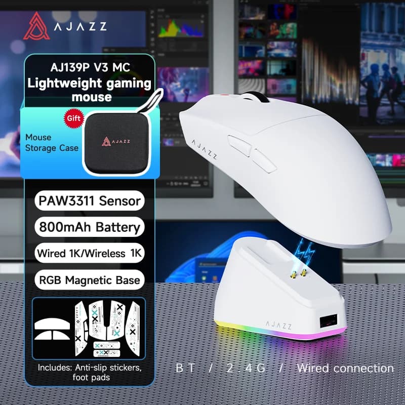 AJAZZ AJ139P V3 Mc Magnetic Base 800mAh Battery Life Wireless Gaming Mouse Suitable for Gaming and Office Use